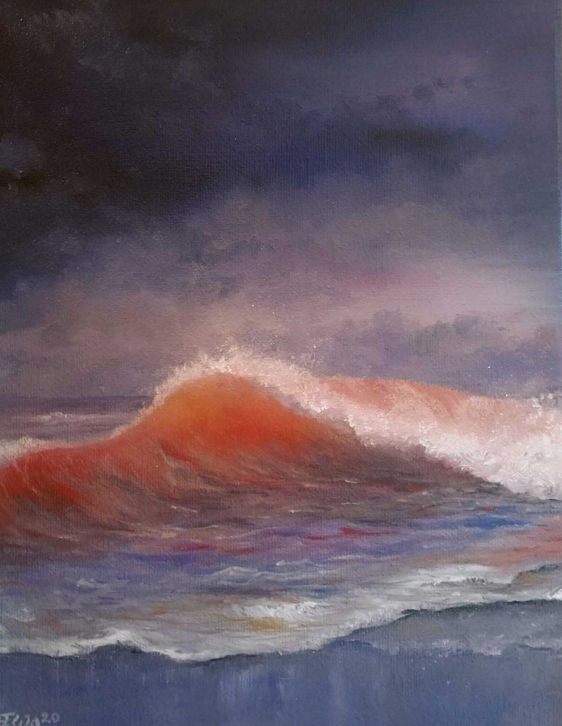 Gemälde eines roten Meeres